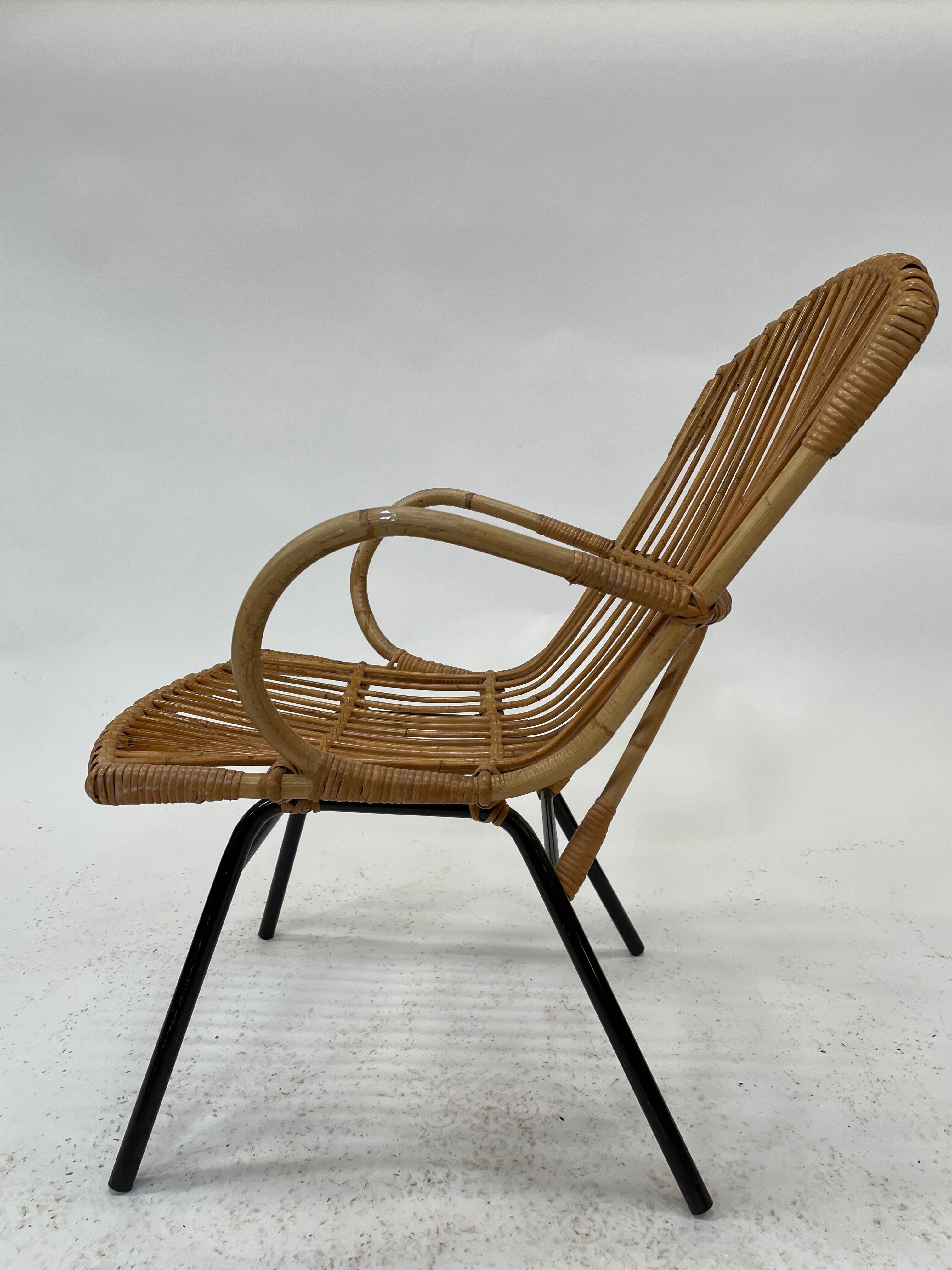 Vintage rattan chair by Dirk van Sliedregt Rohe Noordwolde 1960 in the Netherlands