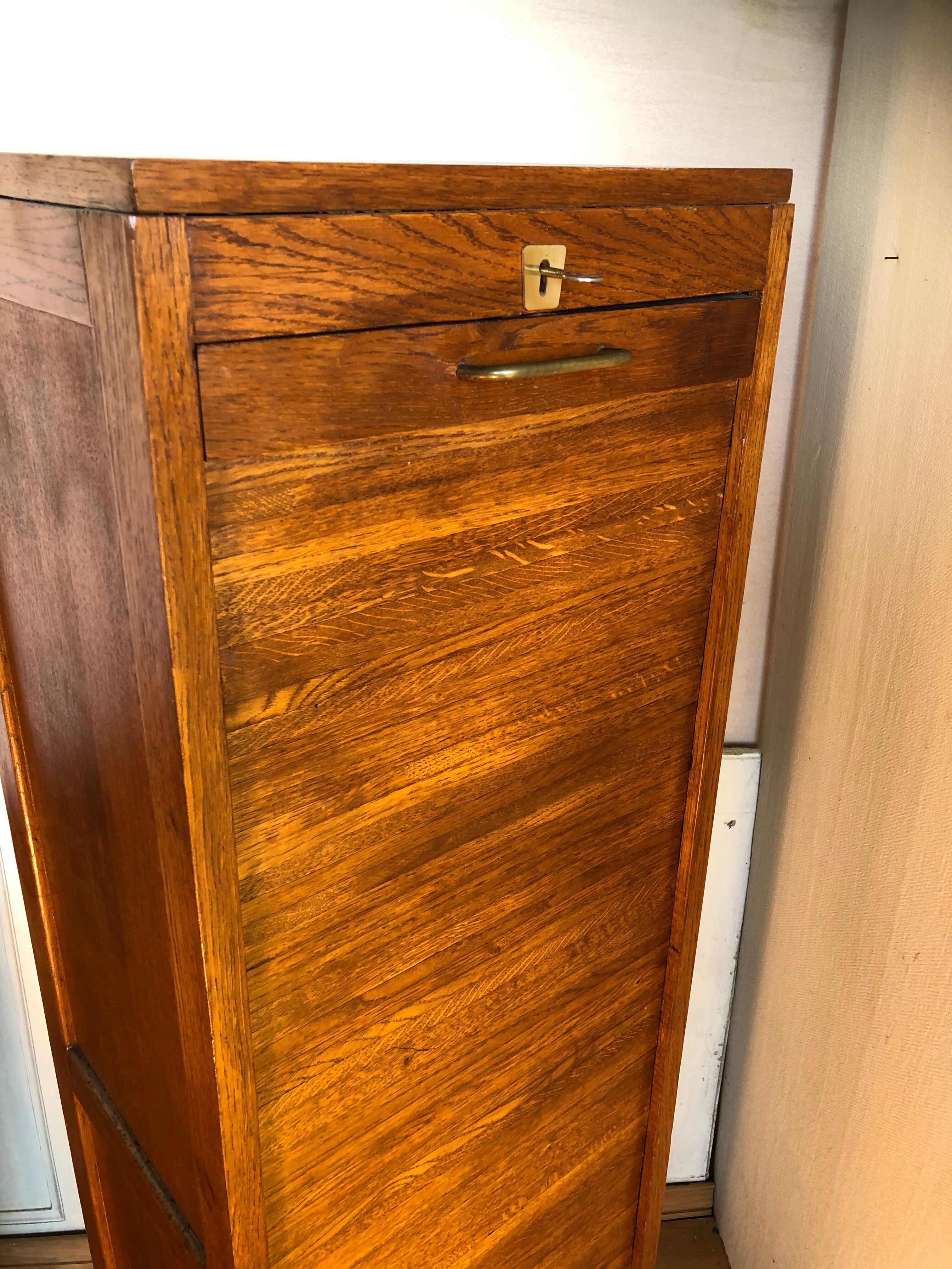 Oak 1950 curtain storage cabinet