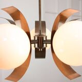 Vintage Italian Copper & Opaline Chandelier, 70s