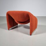 F598 Groovy 'M' chaise in orange/red bouclette by Pierre Paulin for Artifort, 1980