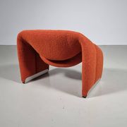 F598 Groovy 'M' chaise in orange/red bouclette by Pierre Paulin for Artifort, 1980