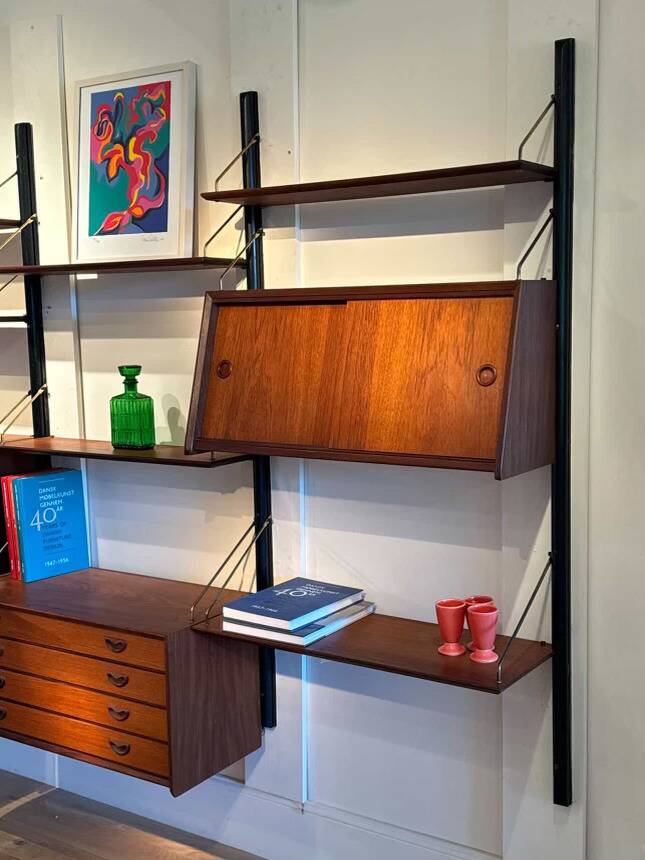 Bibliothèque système mural scandinave vintage "Kristen" de Louis Van Teeffe