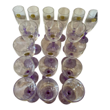 18 vintage Lilac series crystal glasses