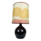 Purple ceramic ball lamp 55 cm from the 60s, silk lampshade