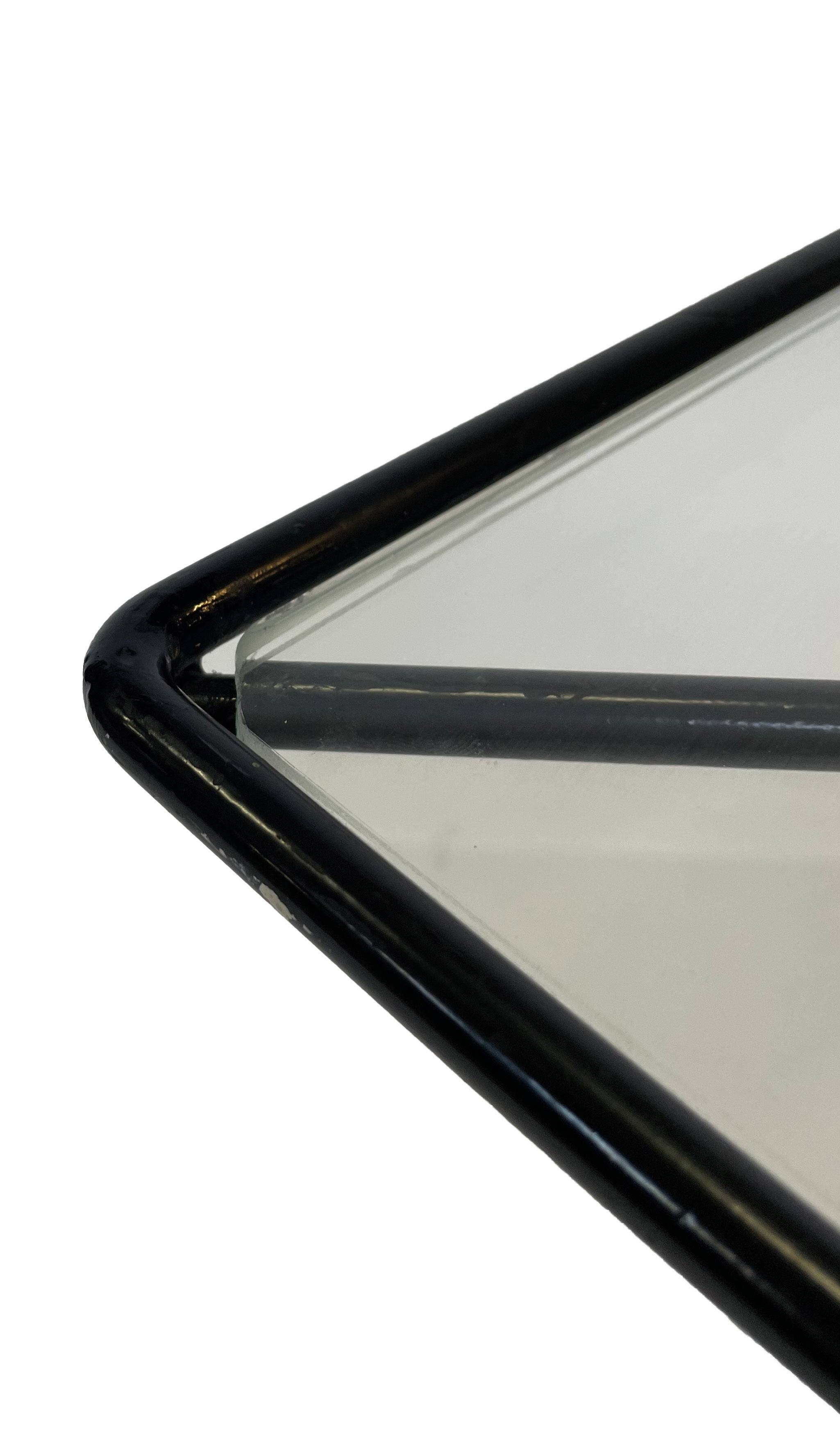 Vintage coffee table in steel and wire and glass  1970