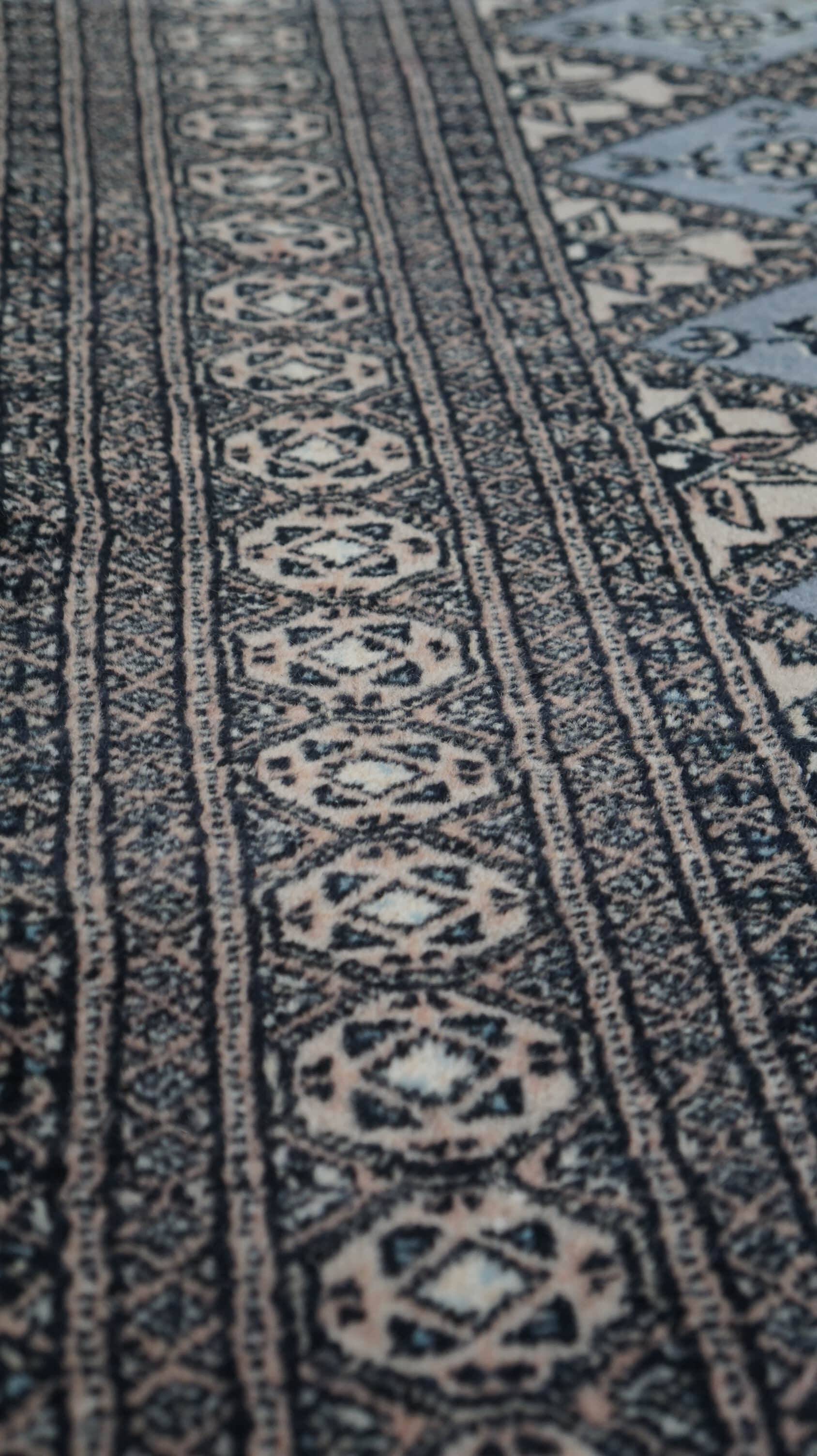 Light blue vintage oriental rug 215×137 cm