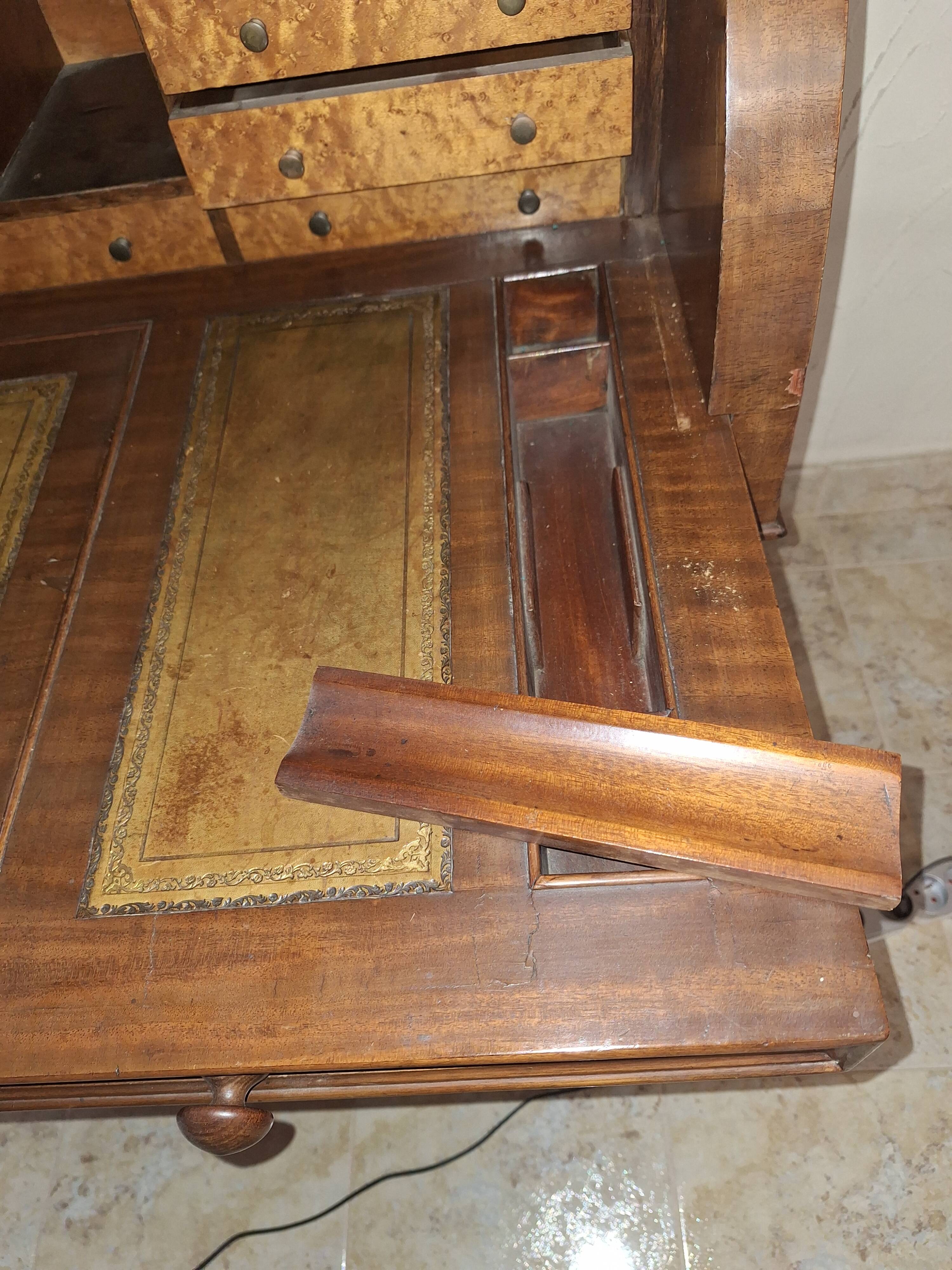 Desk, English writing desk with glass-fronted bookcase