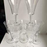 Set of 7 glasses of wine / crystal water 60s