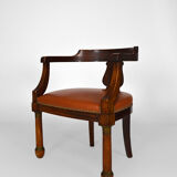 Empire, mahogany and leather office armchair, 19th century