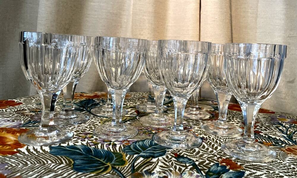 Set of 10 nancy crystal port glasses 1920s 1930s