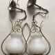 Paire de suspensions tulipe blanche et laiton