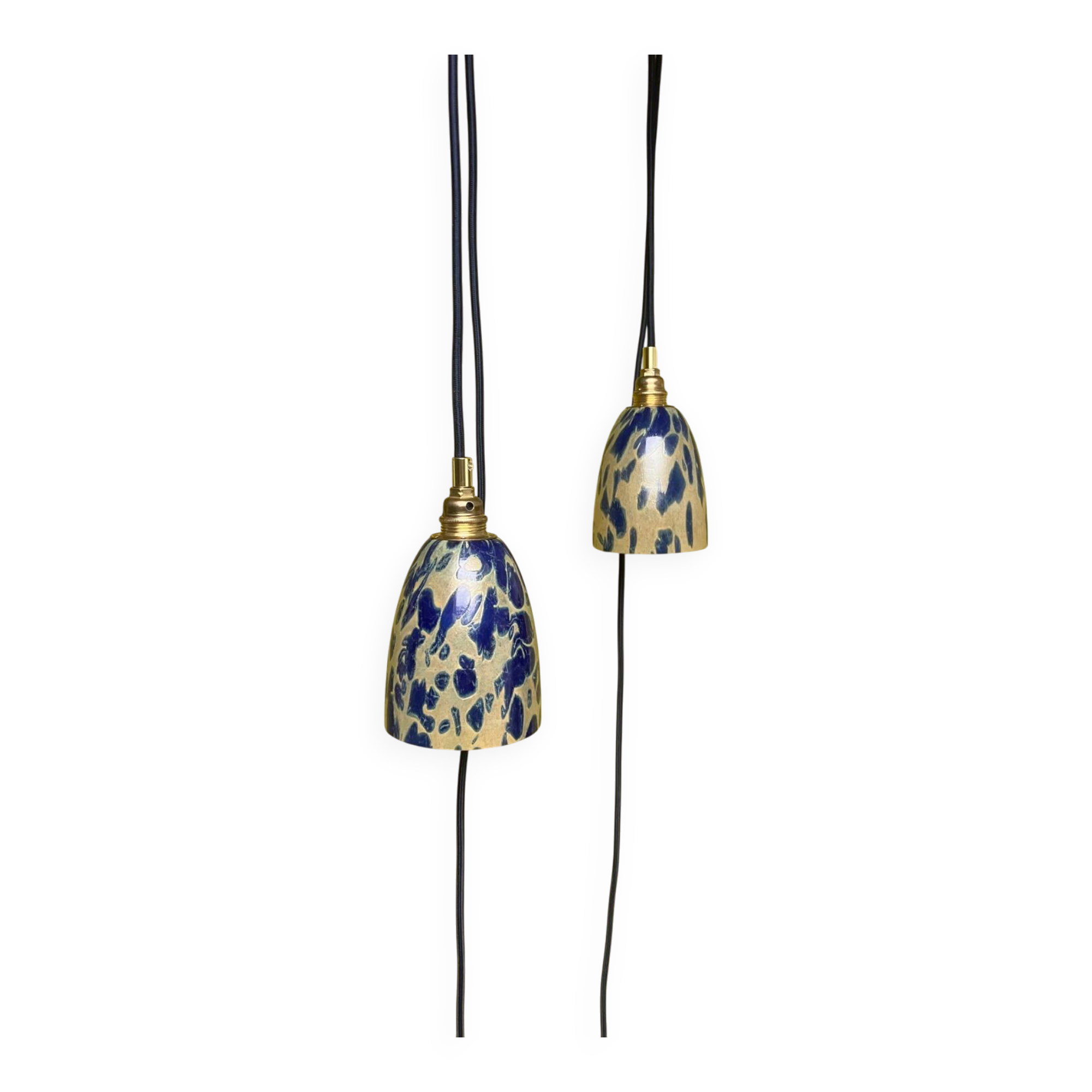 Paire de lampes baladeuses globe pate de verre vintage