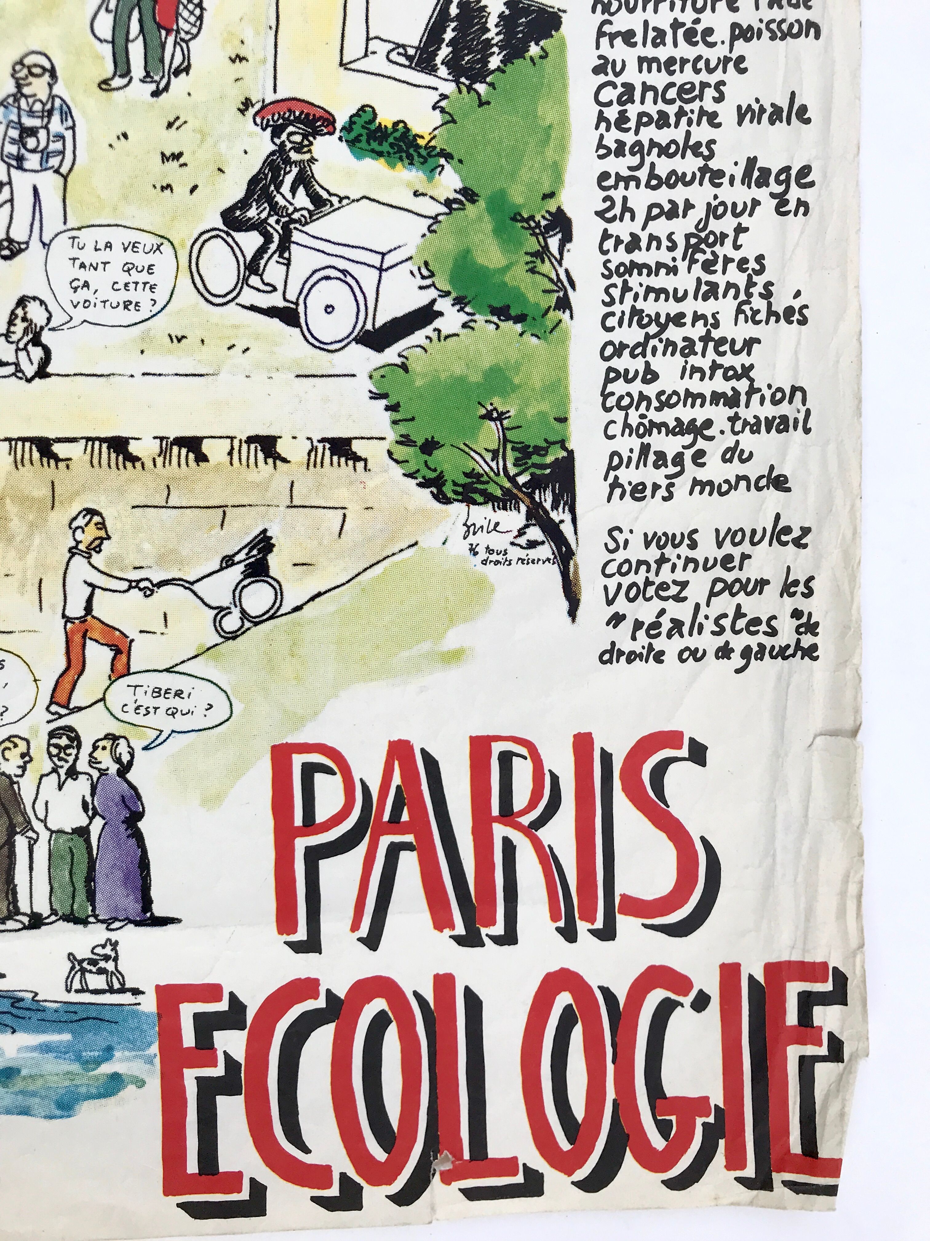 Poster of ecologist candidates René DUMONT / Brice LALONDE with Friends of the Earth in Paris 1976