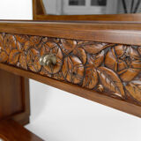 Art deco dressing table in sculpted walnut, france, circa 1930