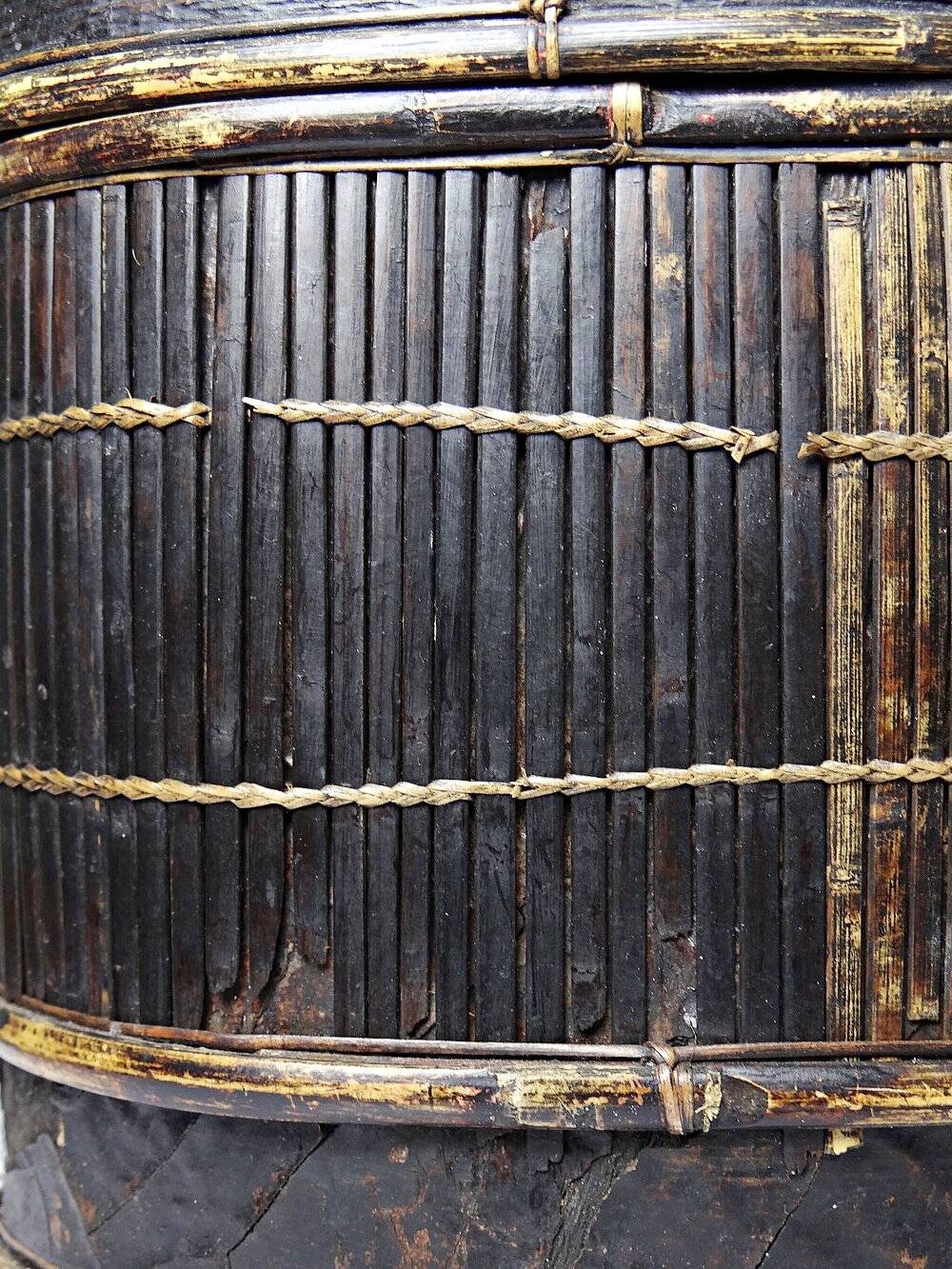 "Tampung" box, bamboo and leaf Indonesia, Lombok early 20th century