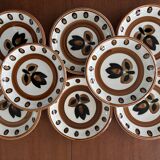 Set of 8 vintage Boch La Louviere soup plates, 1970s, kimono model