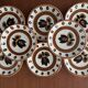 Set of 8 vintage Boch La Louviere soup plates, 1970s, kimono model