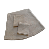 round damask tablecloth, 197 cm in diameter, with 6 towels