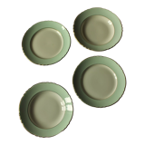 Lot 2 hollow plates and 2 green gilding plates Moulin des Loups