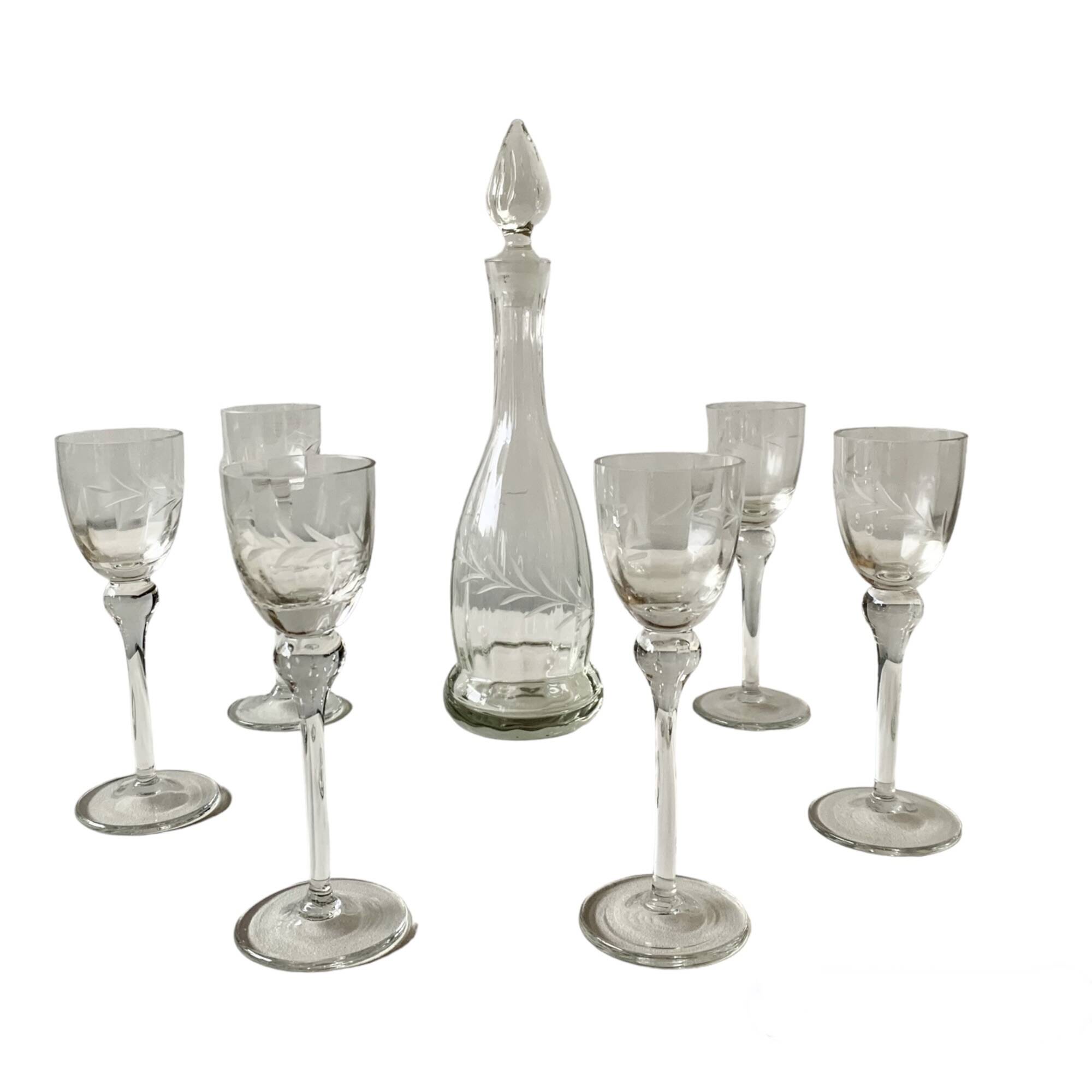 Old cut crystal liquor service