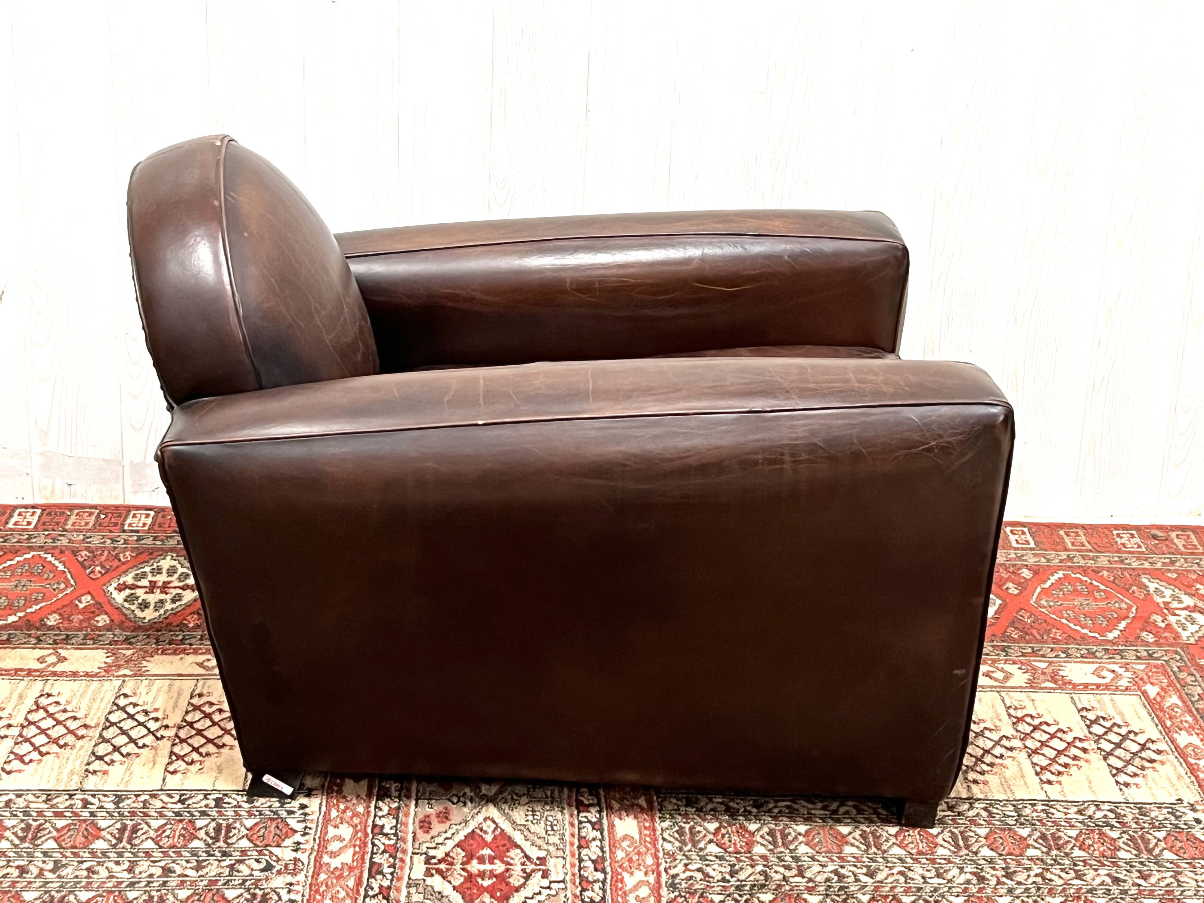 Leather club armchair