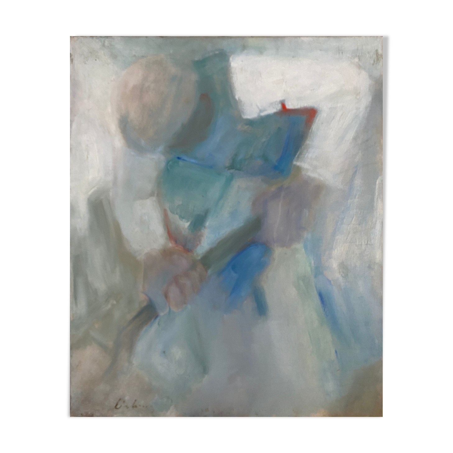 Painting "The worker" by Gilbert LISKENNE (1929-2005)