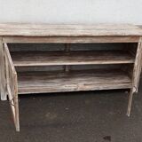 Glass sideboard in antique wood