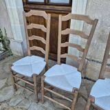 Set of 4 antique straw-seated chairs