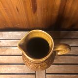 Old sarreguemines pitcher brown ceramic vintage vines decor #a430