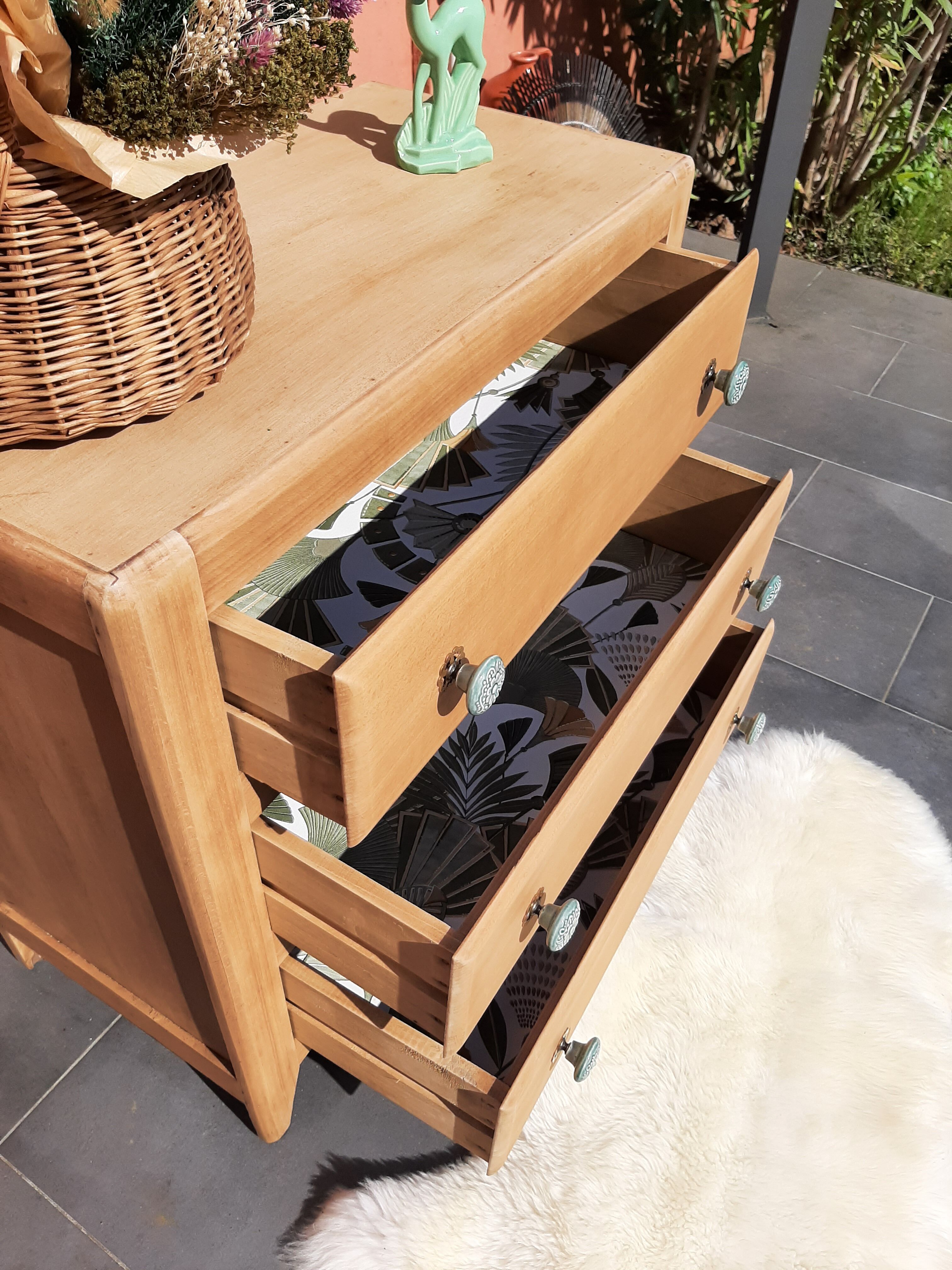 Vintage chest of drawers 3 drawers natural wood