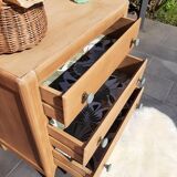 Commode vintage 3 tiroirs bois naturel