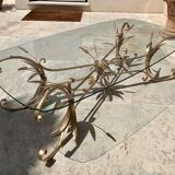Coffee table ear of wheat in gilded metal