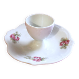 Porcelain egg cup with shabby chic style floral bouquet decoration Romanticism