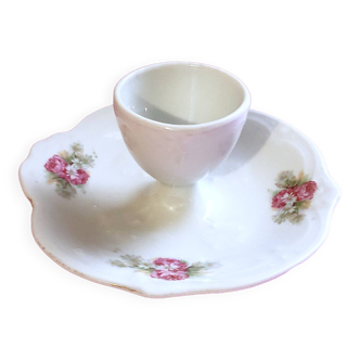 Coquetier porcelaine avec décor bouquet floral style shabby chic Romantisme