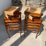 Paire de tables de chevet AMEUBLEMENT NF à 3 tiroirs style Louis XV