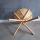 Corbeille sur pied vintage en bois,bambou et rotin