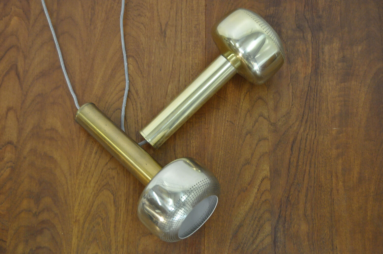 Pair of Guldpendel hanging lamps by Vilhelm Lauritzen for Louis Poulsen, Danish 1960s