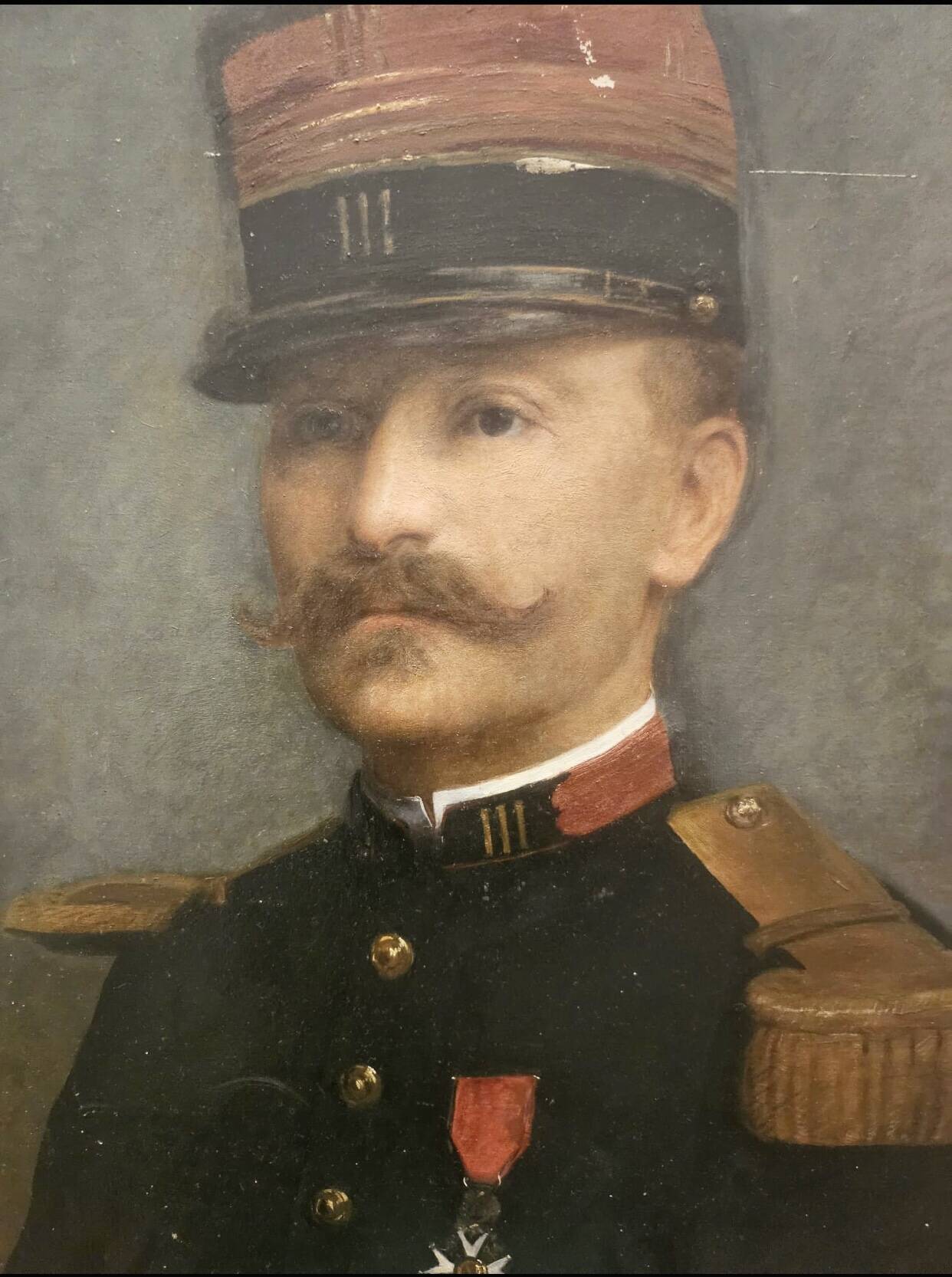 Portrait of a French officer – Oil on canvas signed "Cavalli", 1905