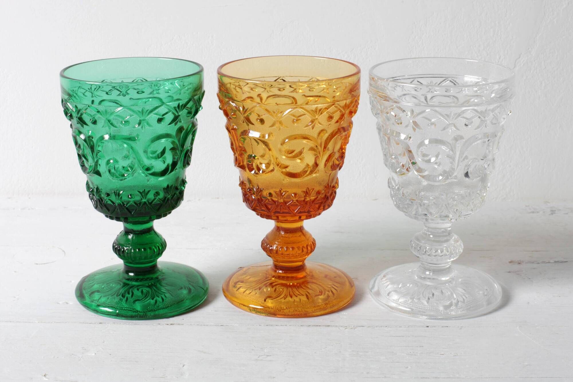 Vintage Clear Stem Glass Arabesque / Wine Goblet Baccarat / France / 1840s