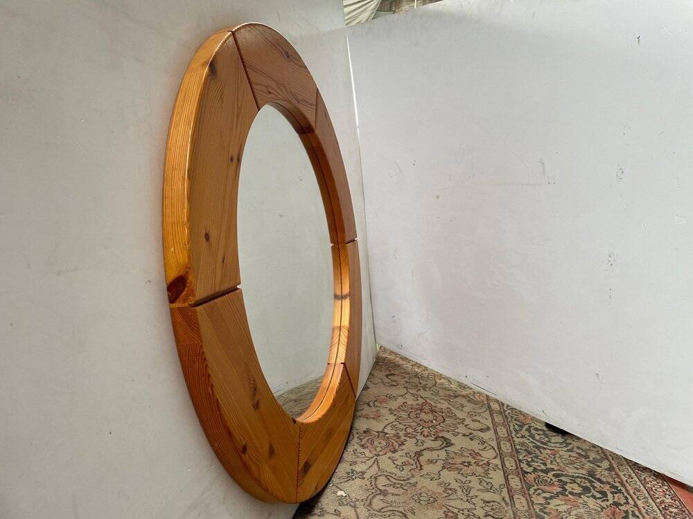 Pine wall mirror by Glasmäster Markaryd, Sweden, 1967