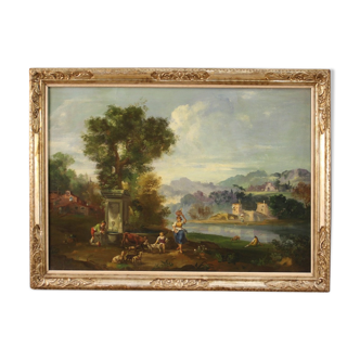 Peinture de paysage huile sur toile du 20ème siècle