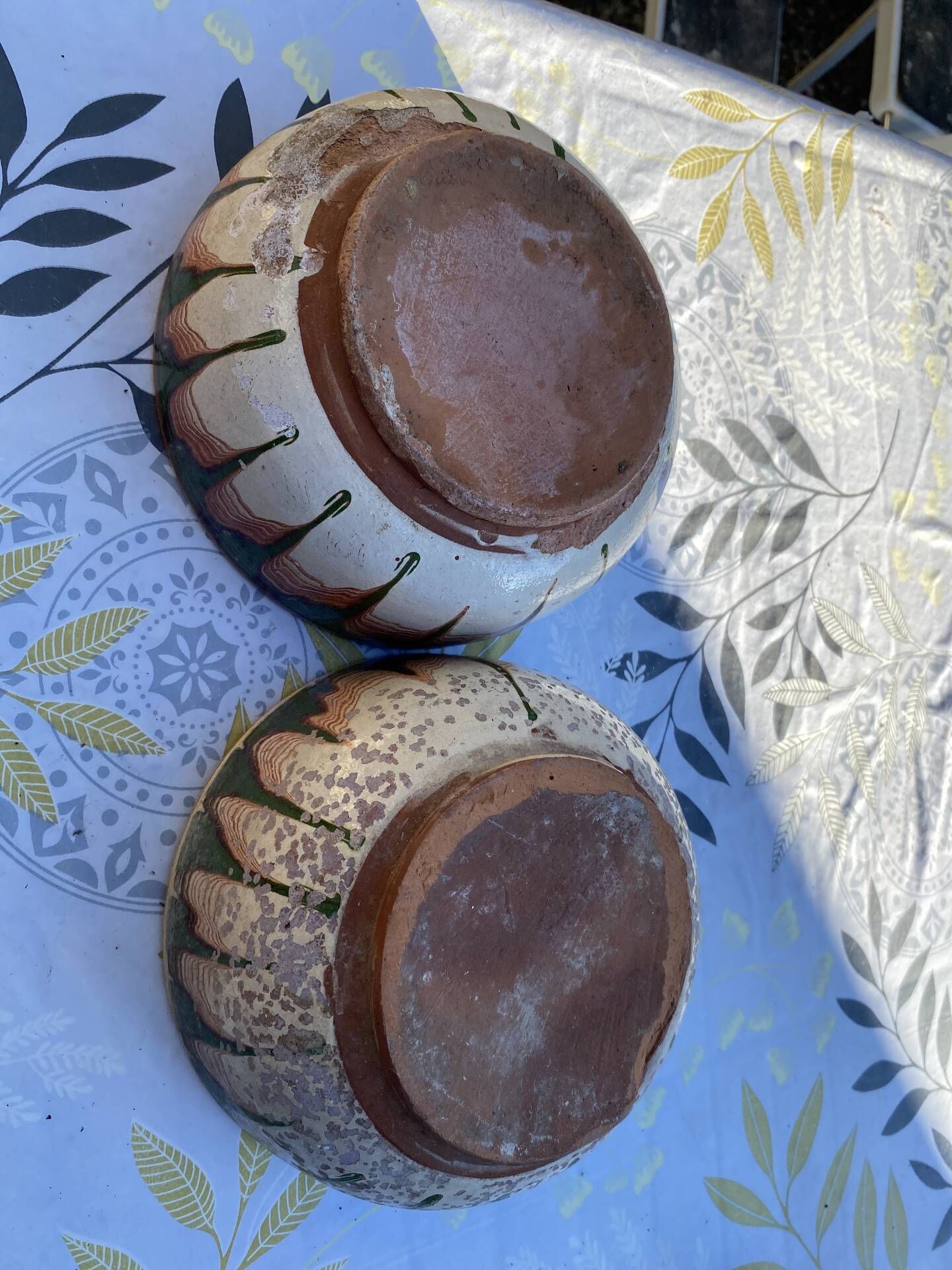 Pair of ancient glazed terracotta bowls with drips – Art po