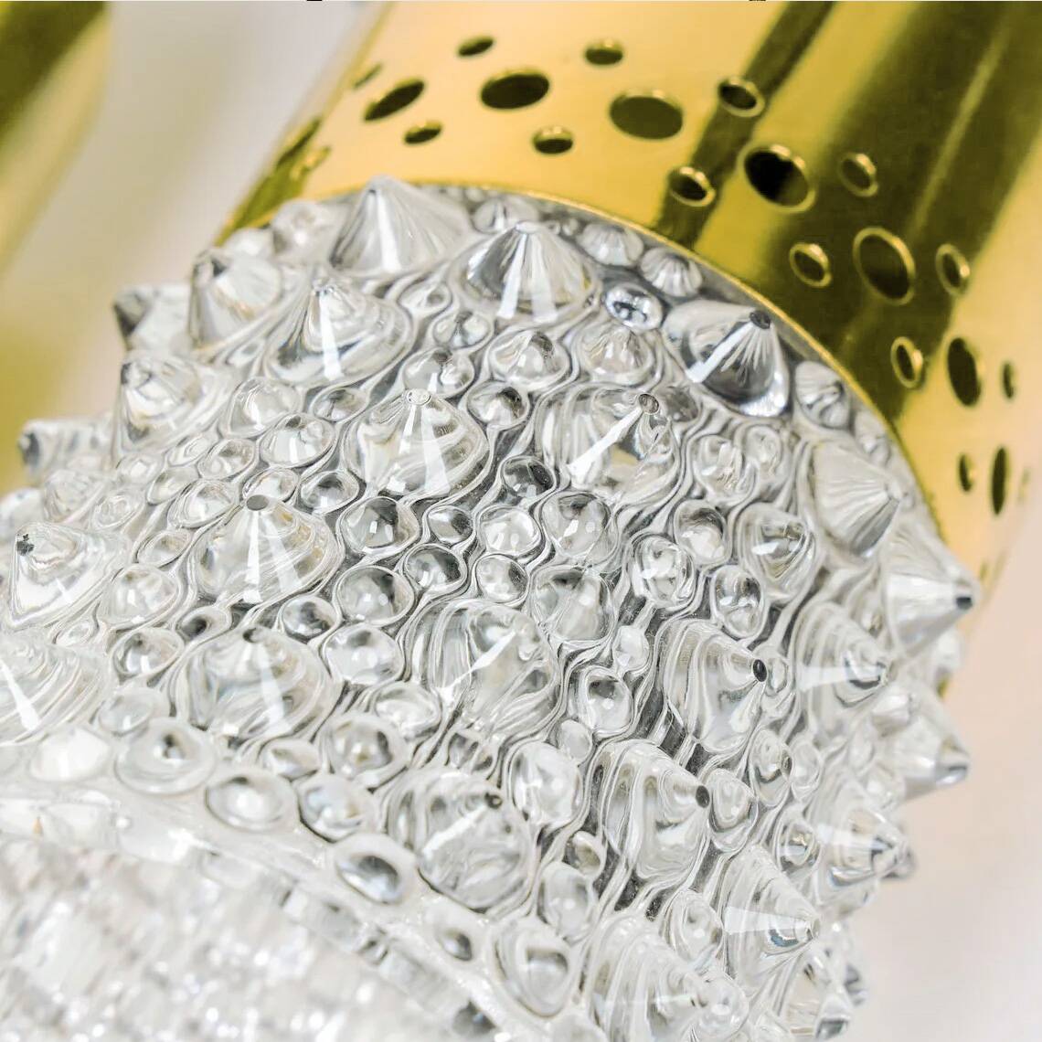 Brass and bubble glass pendant light by veb narva, 1970s