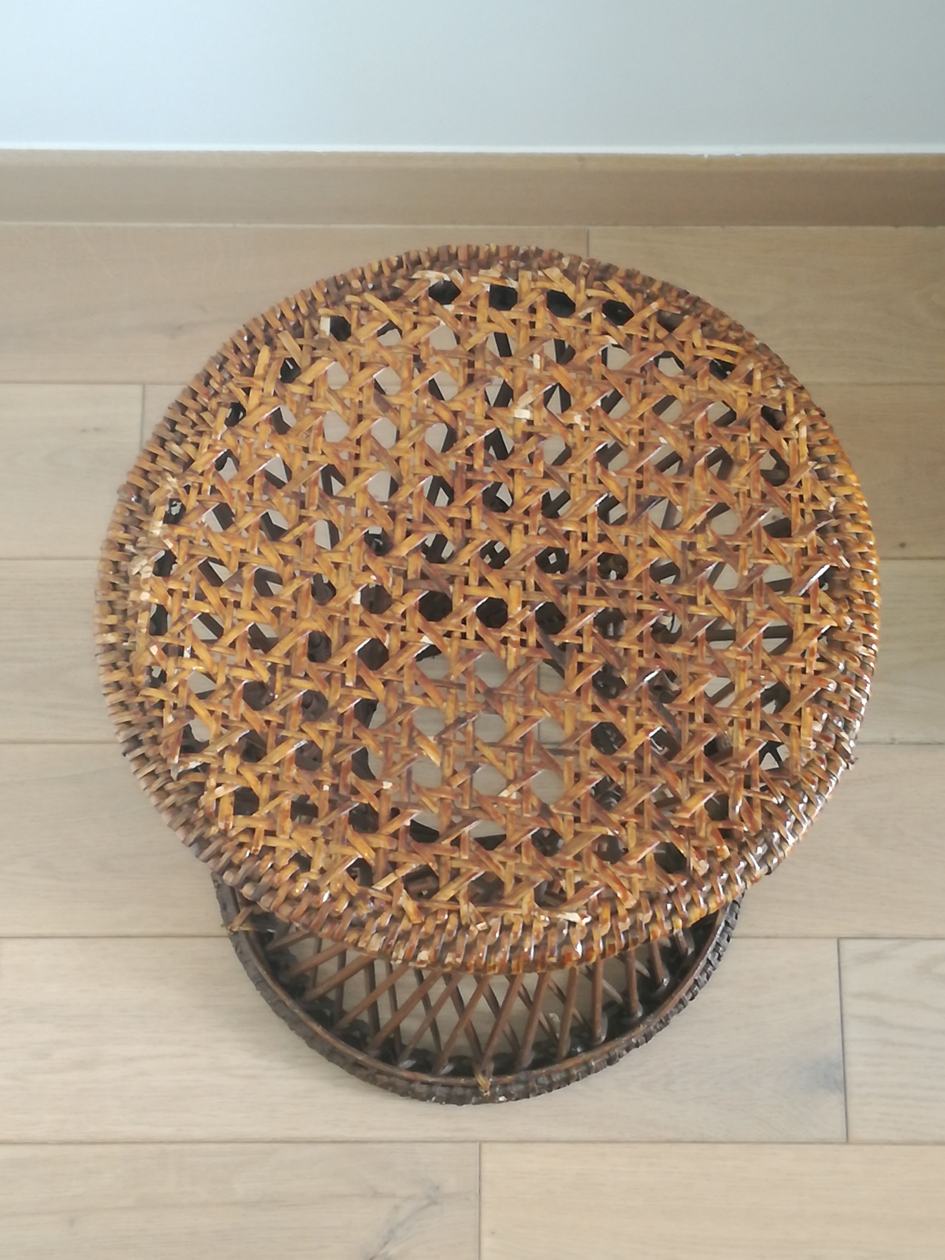 Diabolo model vintage rattan stool