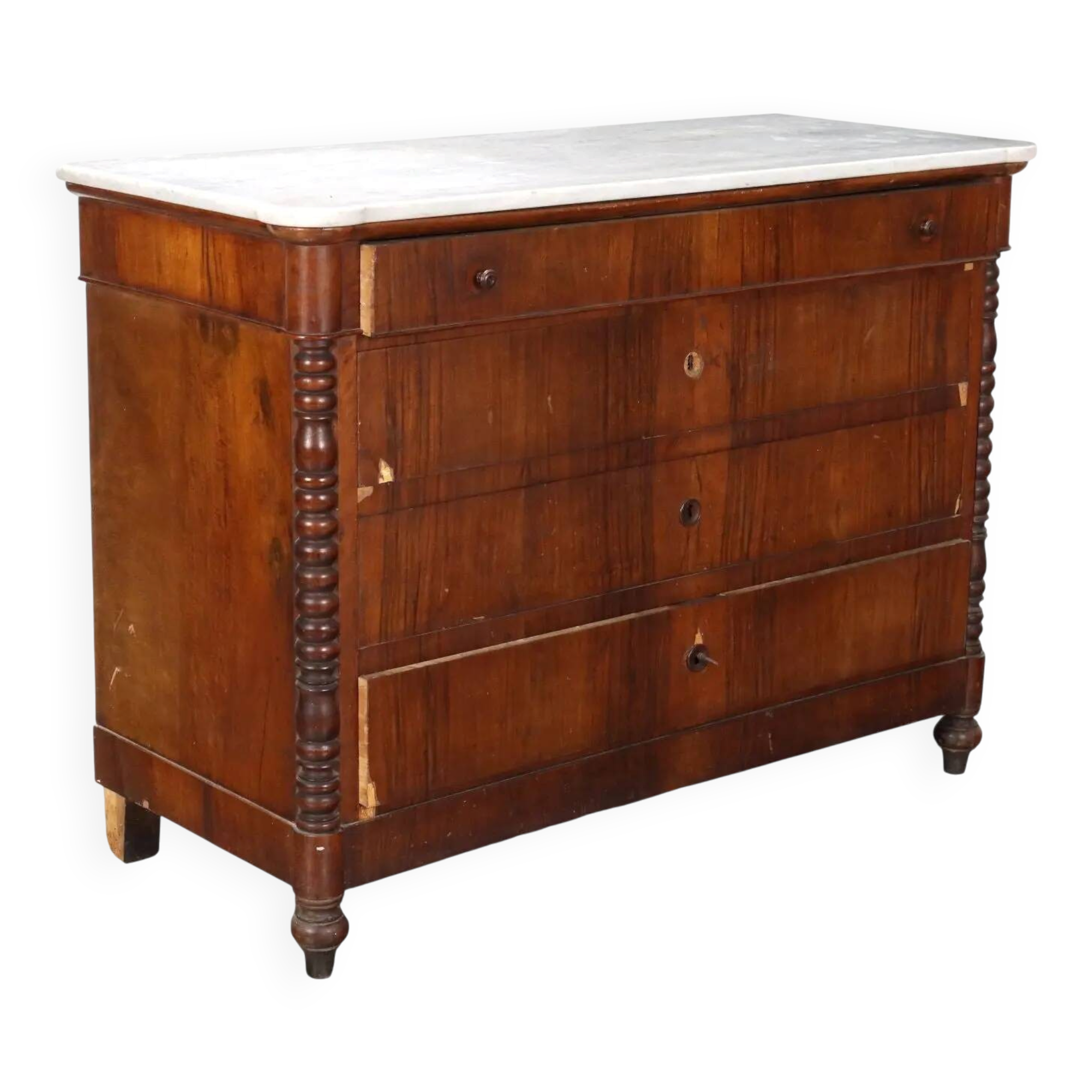 Commode ancienne Louis-Philippe en noyer XIXe siècle