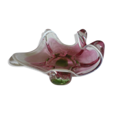 Vide poche coupe verre rose et vert style murano