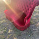 Small old Napoleon III toad sofa in red velvet