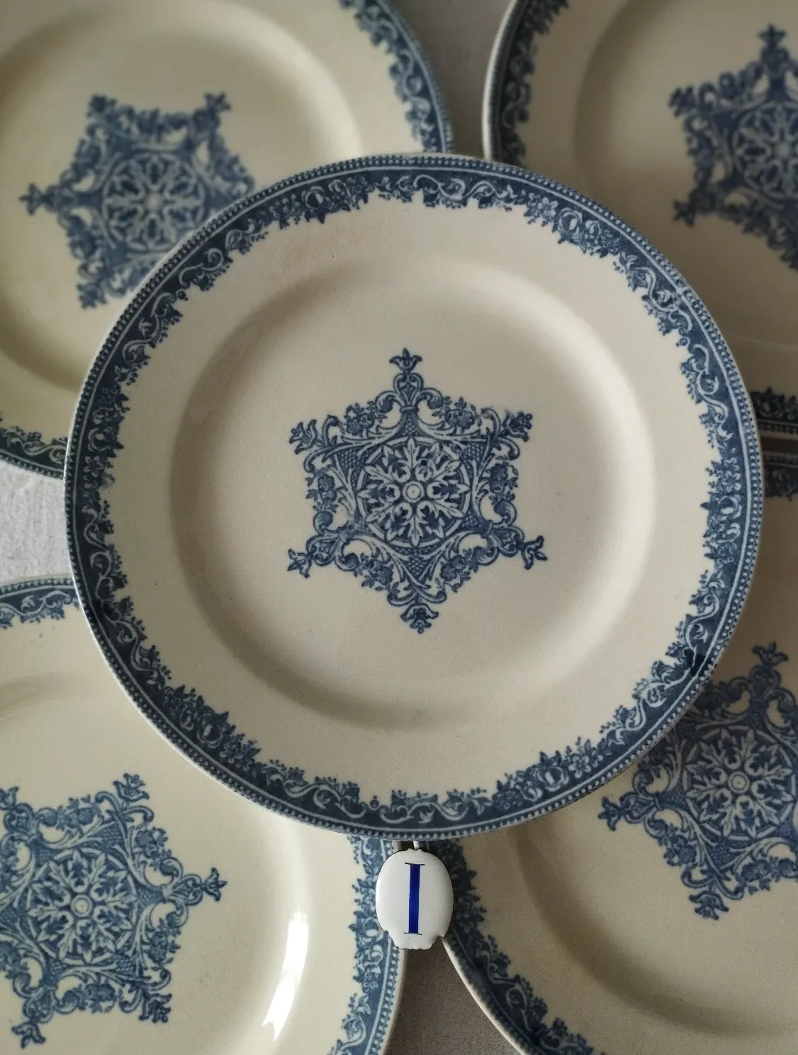 6 dessert plates ironstone J. Vieillard Bordeaux "Garland"