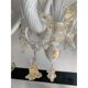 Milky and Gold Murano Glass Chandelier With Flowers and Leaves