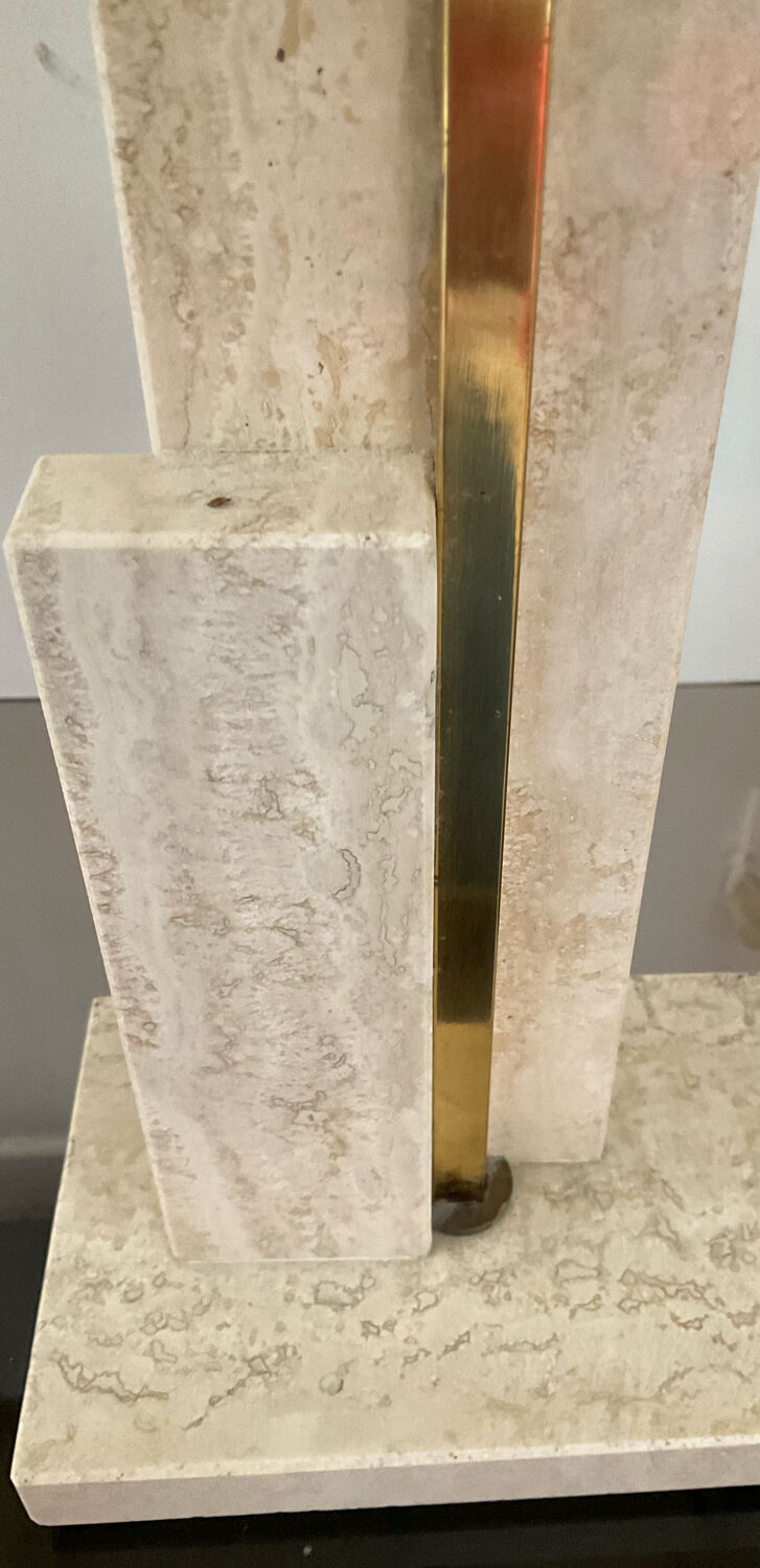Travertine and brass lamp from the 70s
